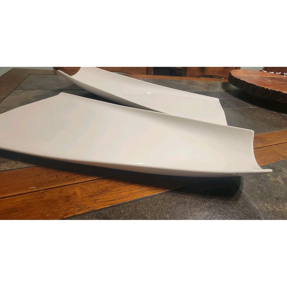 BIA Cordon Bleu 14" White Porcelain Fin Fish Sushi Serving Dish Platter Set Of 2